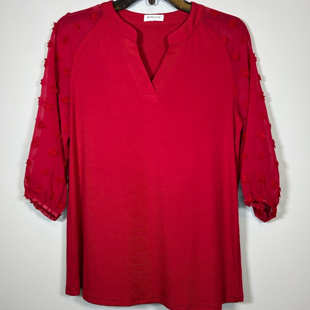 red long sleeve blouse